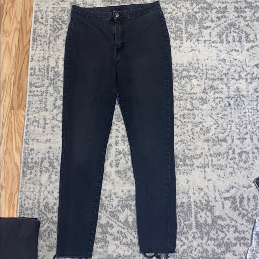 H&M Black High Waisted Skinny Jeans. Ripped ankles